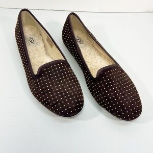 UGG Australia Alloway Dark Brown Studded Ballet Flat Slippers Women’s size 10